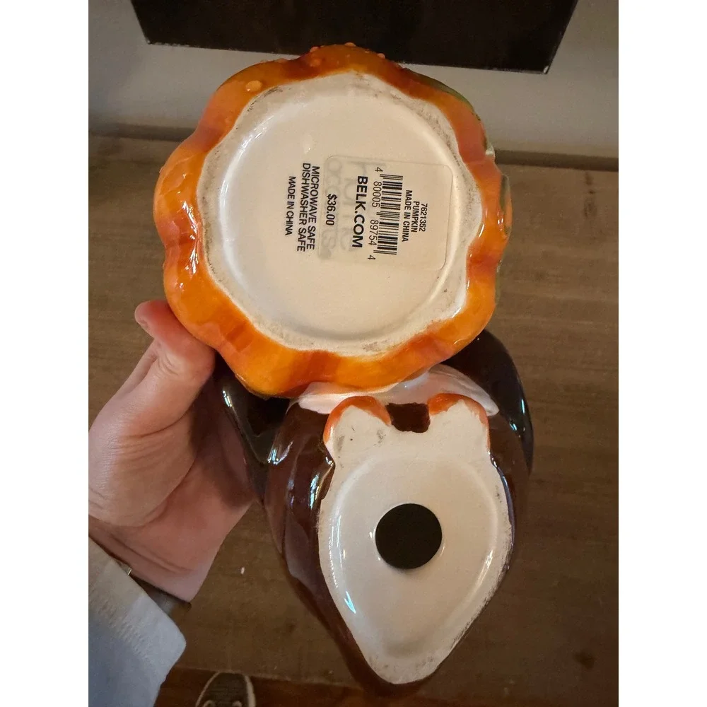 Belk Home‎ Accents Ceramic Owl with Pumpkin Bowl Fall Autumn Decor Candy Dish